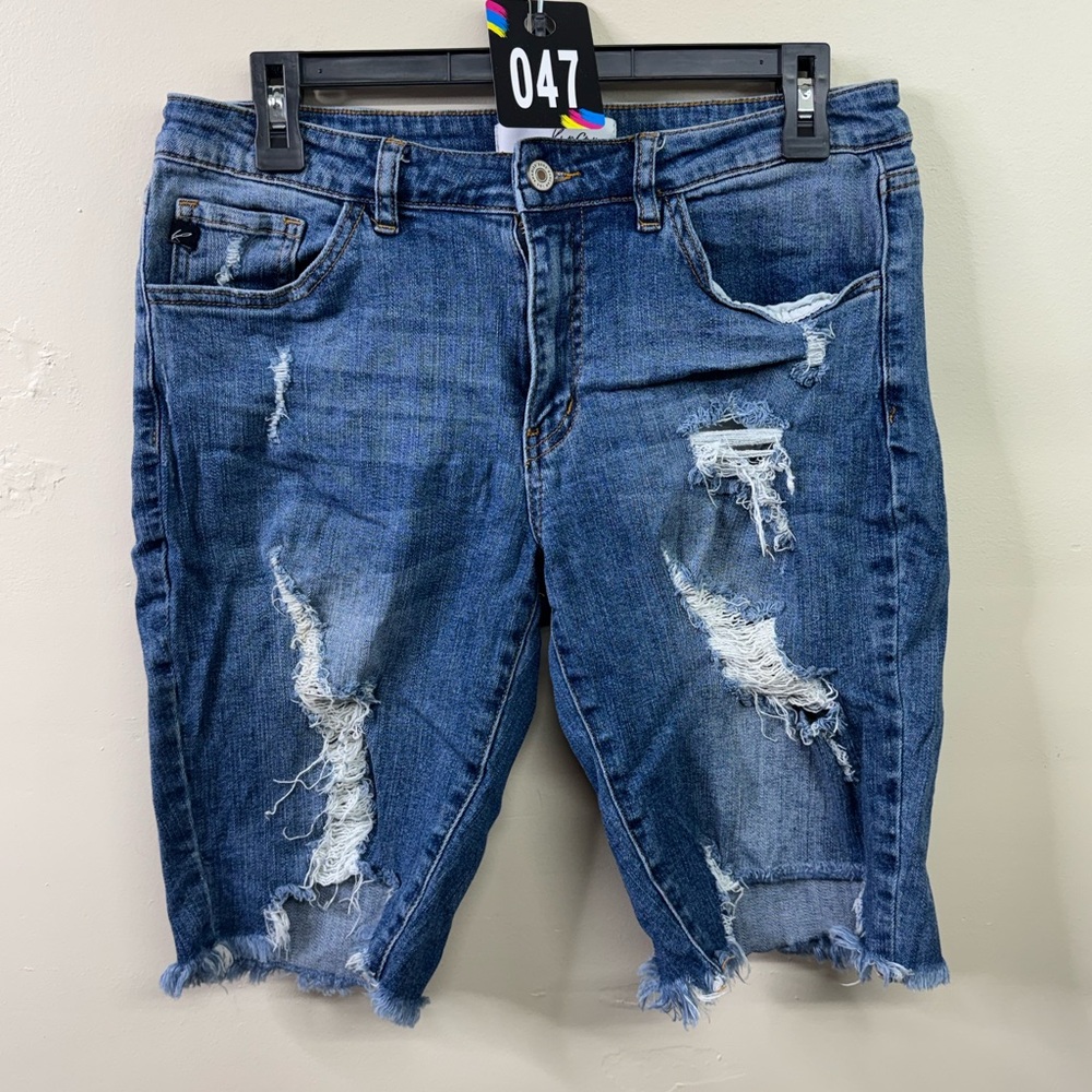 Kenar Light Blue Distressed Denim Shorts